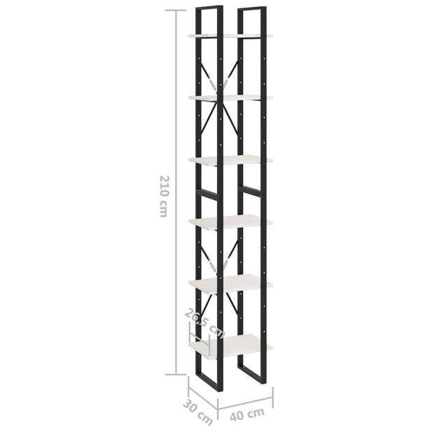 The Living Store Kast Industrieel - 40 x 30 x 210 cm - Wit Hout Metaal