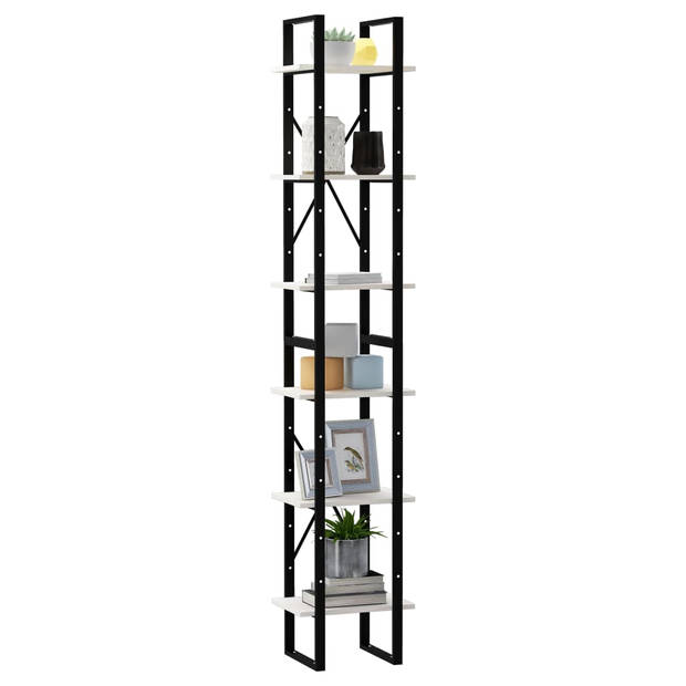 The Living Store Kast Industrieel - 40 x 30 x 210 cm - Wit Hout Metaal