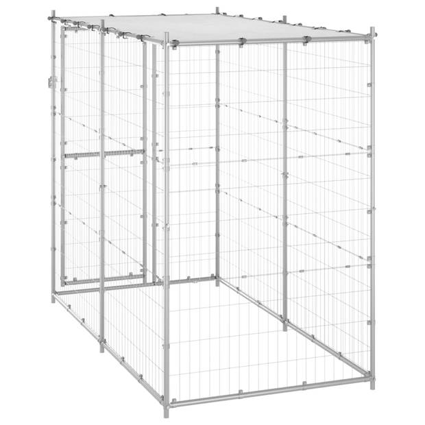 vidaXL Hondenkennel buiten met dak 110x220x180 cm gegalvaniseerd staal