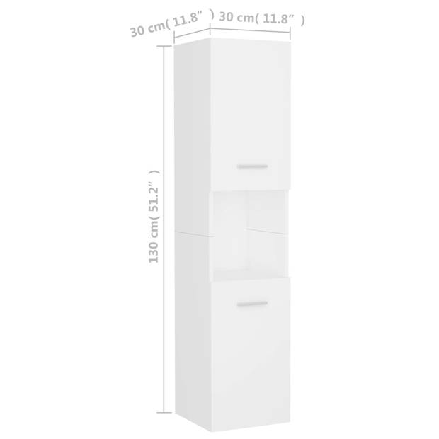 vidaXL Badkamerkast 30x30x130 cm bewerkt hout wit