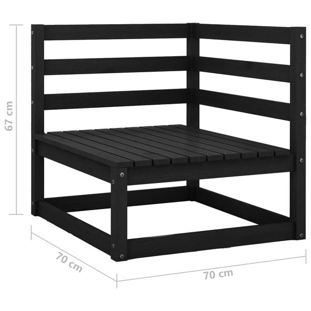 vidaXL 2-delige Loungeset massief grenenhout zwart