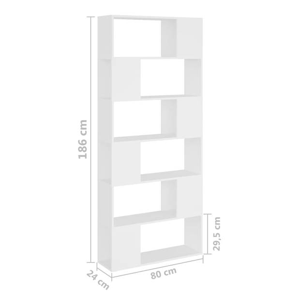 vidaXL Boekenkast/kamerscherm 80x24x186 cm bewerkt hout wit