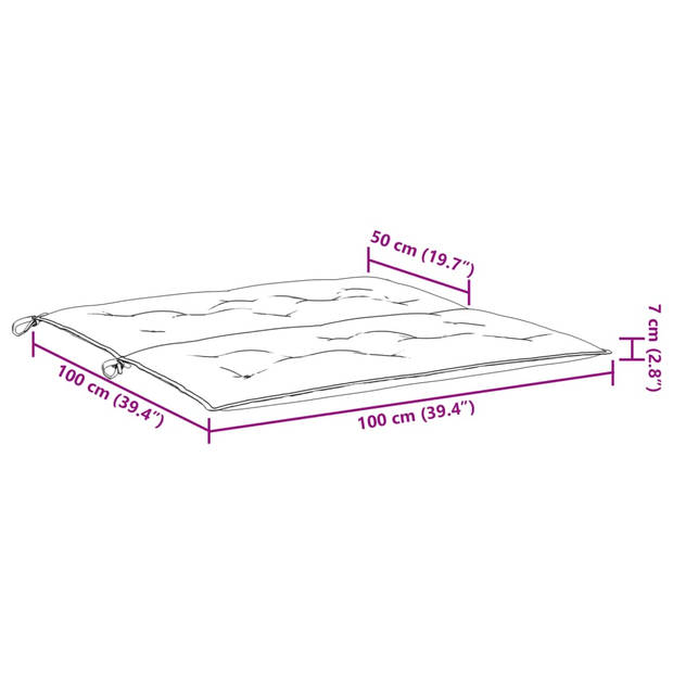 vidaXL Tuinbankkussen 100x(50+50)x7 cm oxford stof zwart