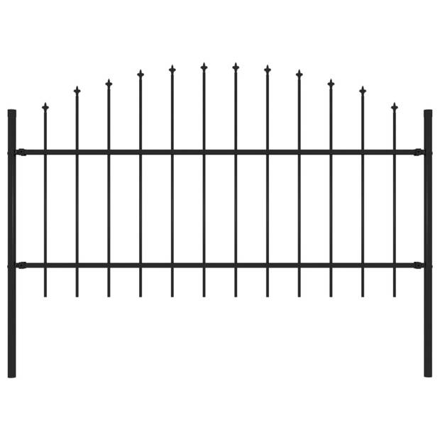 vidaXL Tuinhek met speren bovenkant (1-1,25)x1,7 m staal zwart