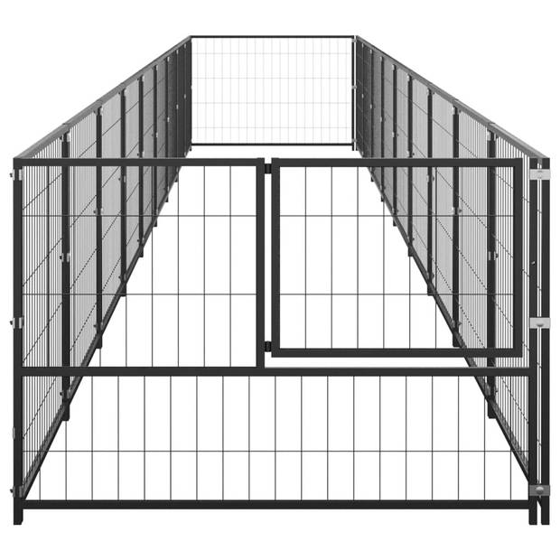 vidaXL Hondenkennel 9 m² staal zwart