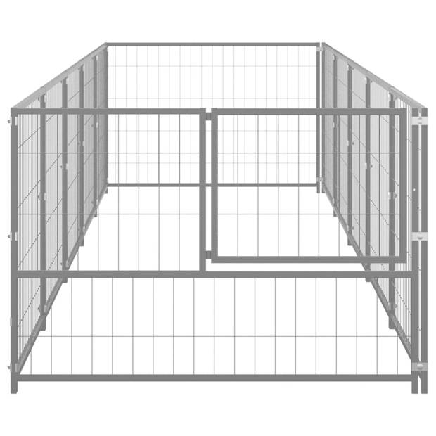 vidaXL Hondenkennel 5 m² staal zilverkleurig