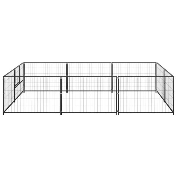 vidaXL Hondenkennel 6 m² staal zwart