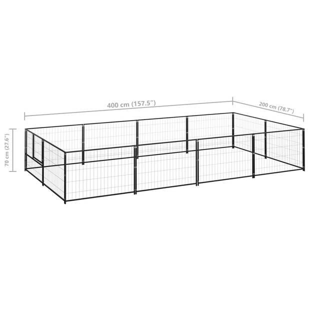 vidaXL Hondenkennel 8 m² staal zwart