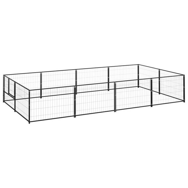 vidaXL Hondenkennel 8 m² staal zwart