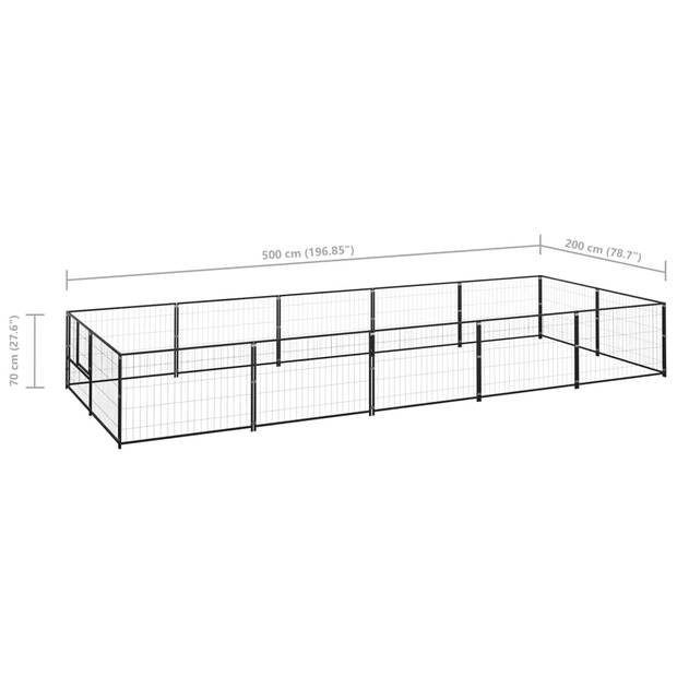 vidaXL Hondenkennel 10 m² staal zwart