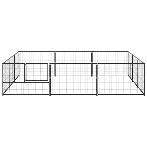 vidaXL Hondenkennel 9 m² staal zwart