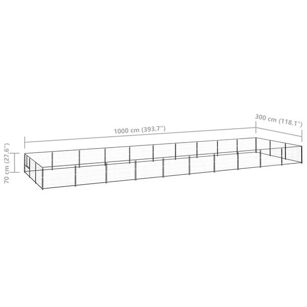 vidaXL Hondenkennel 30 m² staal zwart