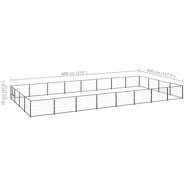 vidaXL Hondenkennel 32 m² staal zwart