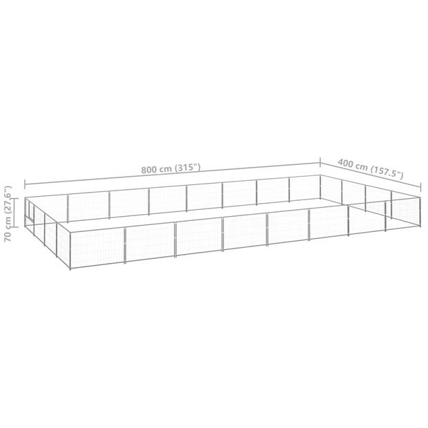 vidaXL Hondenkennel 32 m² staal zilverkleurig