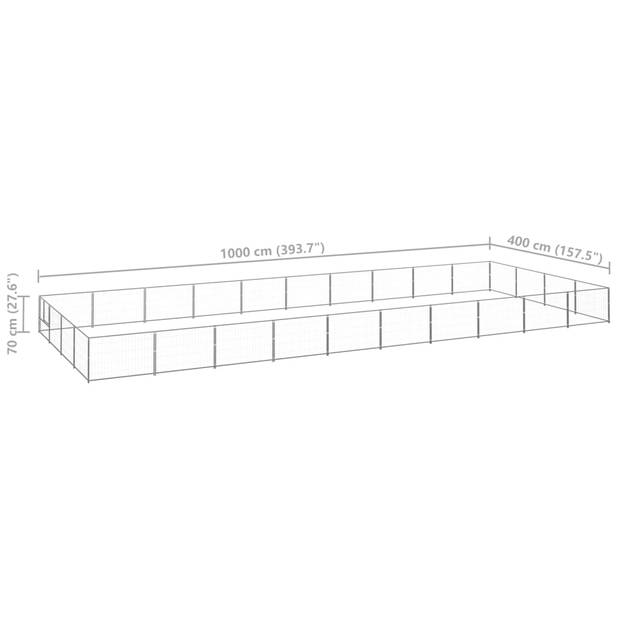 vidaXL Hondenkennel 40 m² staal zilverkleurig