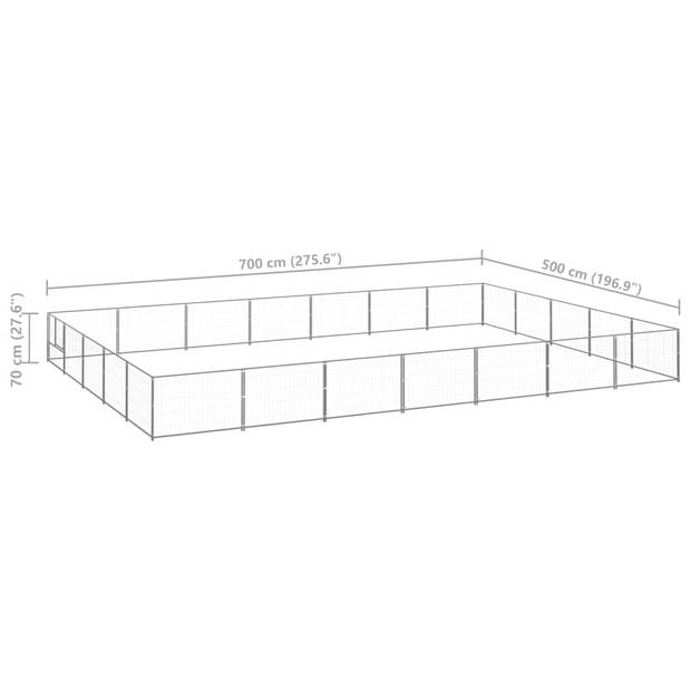 vidaXL Hondenkennel 35 m² staal zilverkleurig