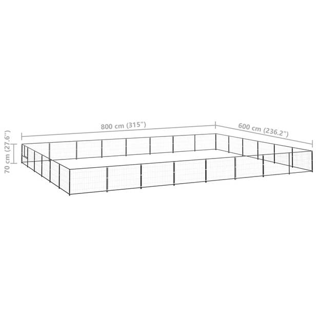 vidaXL Hondenkennel 48 m² staal zwart