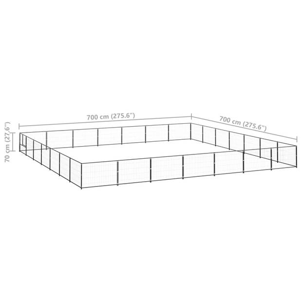 vidaXL Hondenkennel 49 m² staal zwart