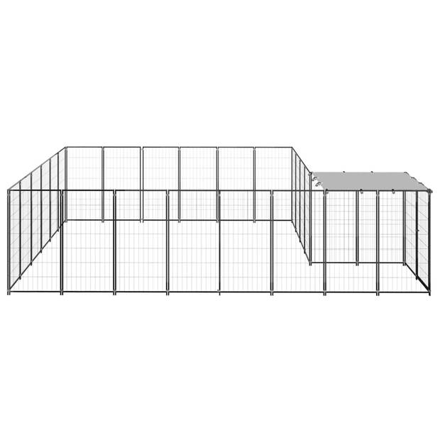 vidaXL Hondenkennel 12,1 m² staal zwart