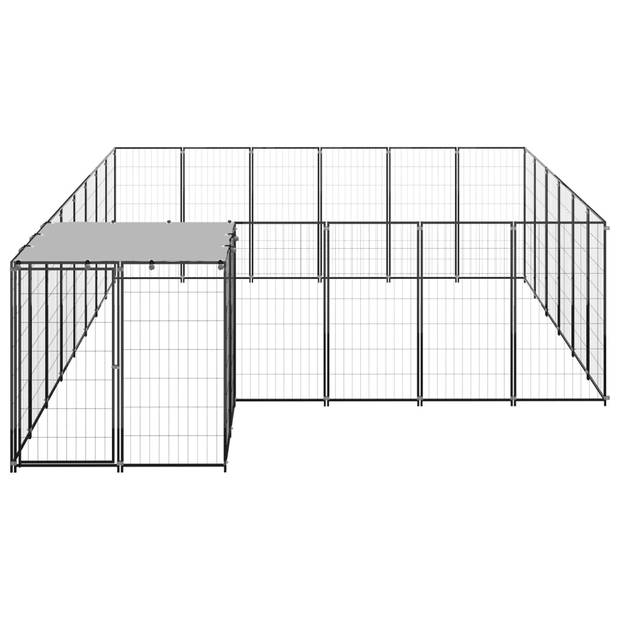 vidaXL Hondenkennel 12,1 m² staal zwart