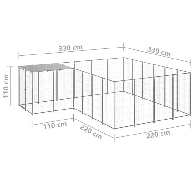 vidaXL Hondenkennel 8,47 m² staal zilverkleurig