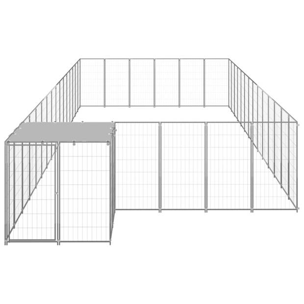 vidaXL Hondenkennel 26,62 m² staal zilverkleurig