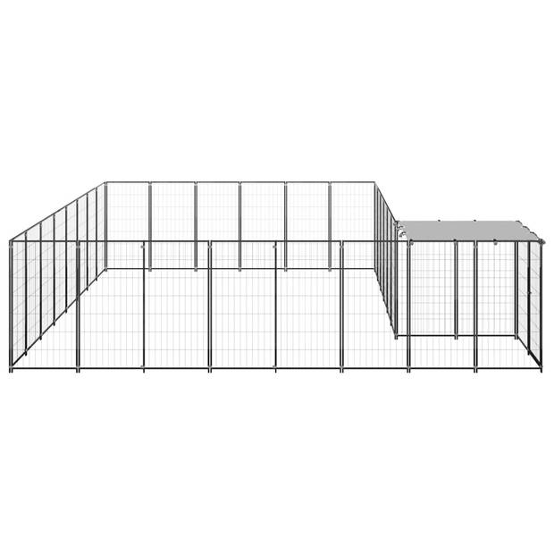 vidaXL Hondenkennel 15,73 m² staal zwart