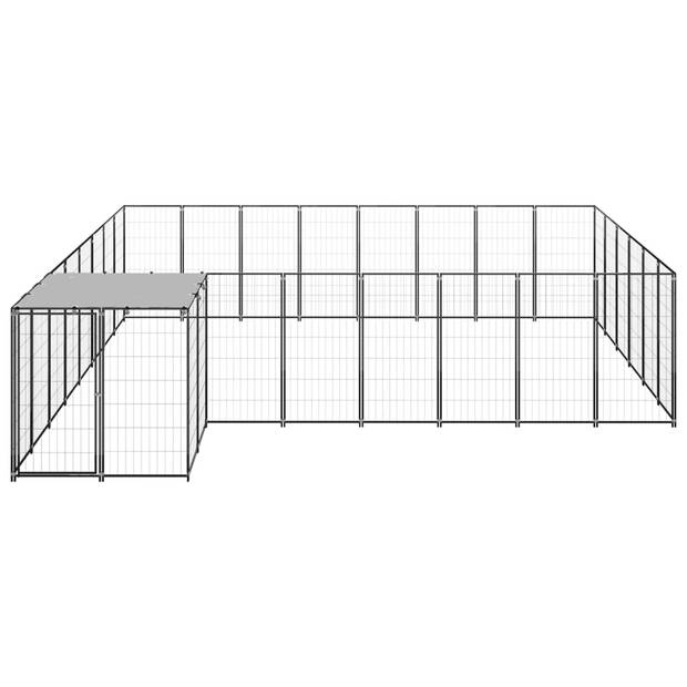 vidaXL Hondenkennel 15,73 m² staal zwart