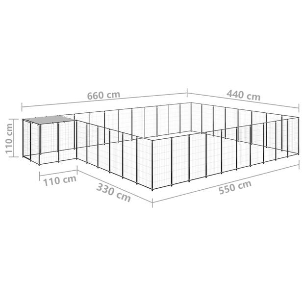 vidaXL Hondenkennel 25,41 m² staal zwart