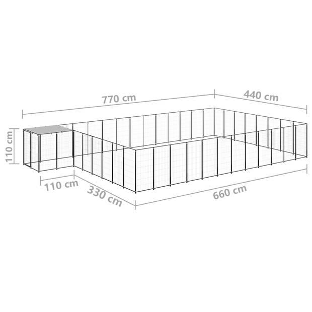 vidaXL Hondenkennel 30,25 m² staal zwart