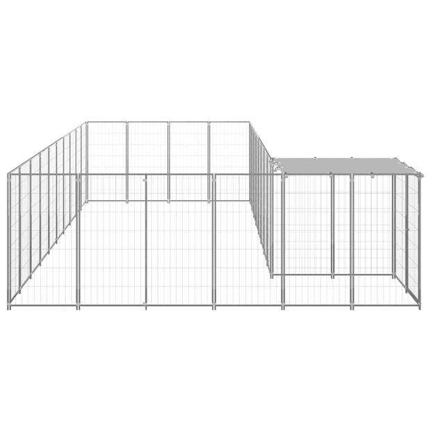 vidaXL Hondenkennel 13,31 m² staal zilverkleurig