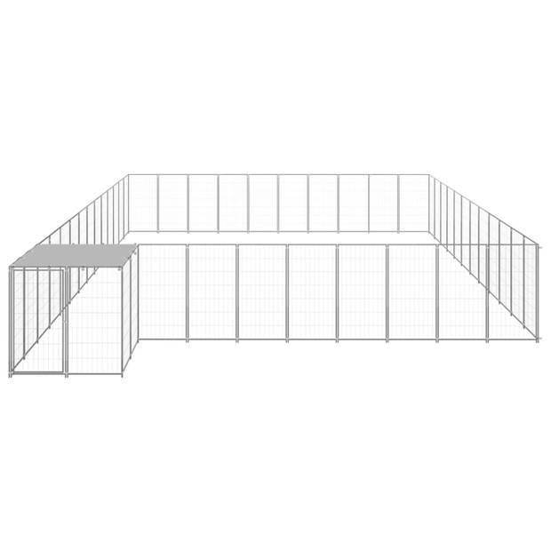 vidaXL Hondenkennel 37,51 m² staal zilverkleurig