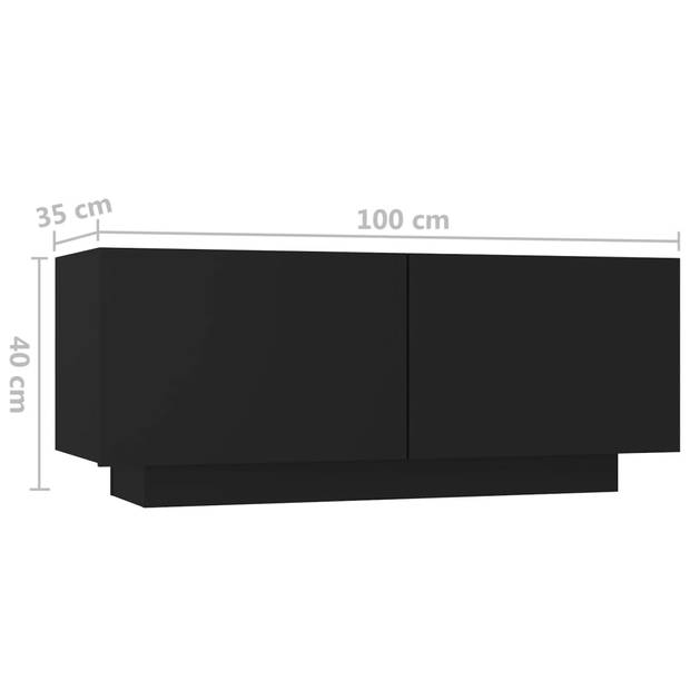 vidaXL Nachtkastje 100x35x40 cm spaanplaat zwart