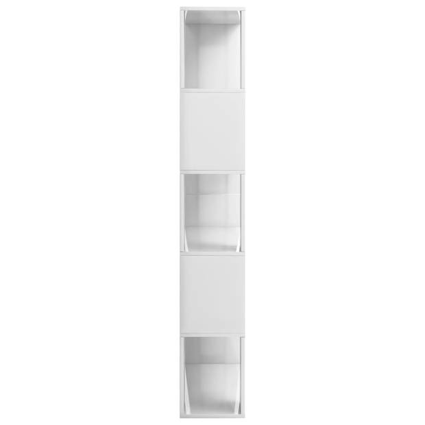 The Living Store Boekenkast Bewerkt Hout - 80x24x159 cm - Hoogglans wit