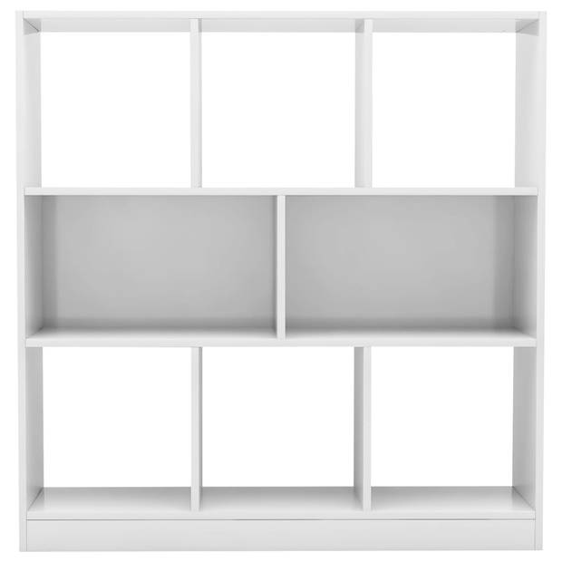 The Living Store Boekenkast - 97.5 x 29.5 x 100 cm - Hoogglans wit - Spaanplaat - 8 grote vakken