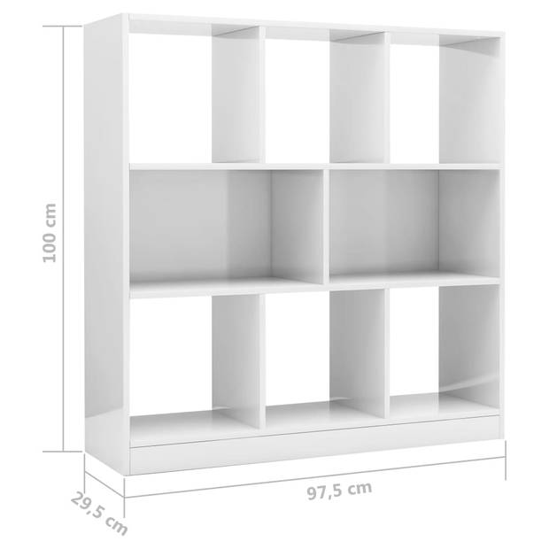 vidaXL Boekenkast 97,5x29,5x100 cm bewerkt hout hoogglans wit