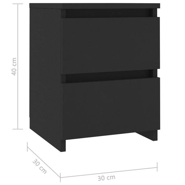vidaXL Nachtkastje 30x30x40 cm bewerkt hout zwart