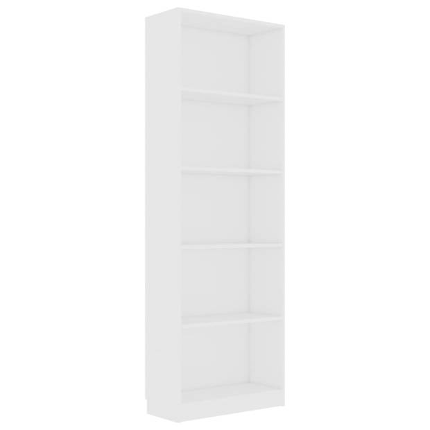 vidaXL Boekenkast met 5 schappen 60x24x175 cm bewerkt hout wit