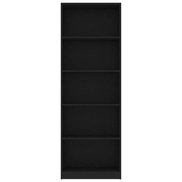 vidaXL Boekenkast met 5 schappen 60x24x175 cm bewerkt hout zwart