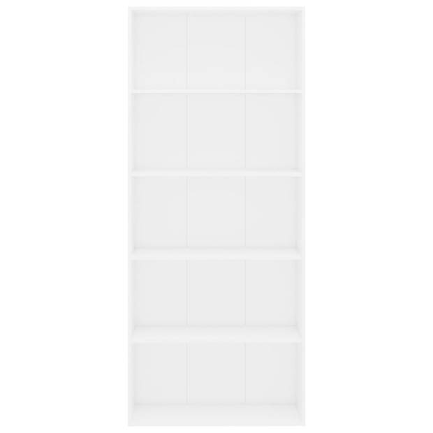 vidaXL Boekenkast met 5 schappen 80x30x189 cm bewerkt hout wit