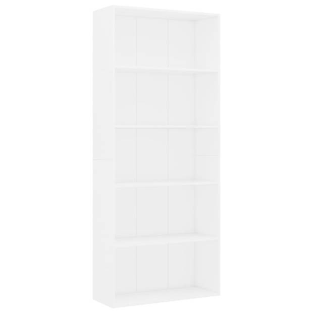 vidaXL Boekenkast met 5 schappen 80x30x189 cm bewerkt hout wit