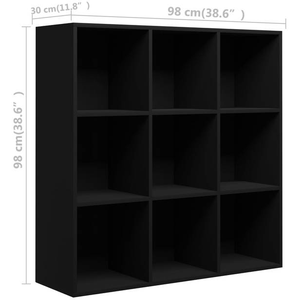 The Living Store Boekenkast - 98x30x98 cm - 9 vakken - zwart