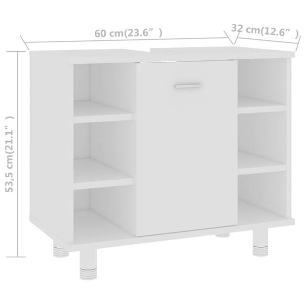 vidaXL Badkamerkast 60x32x53,5 cm bewerkt hout wit