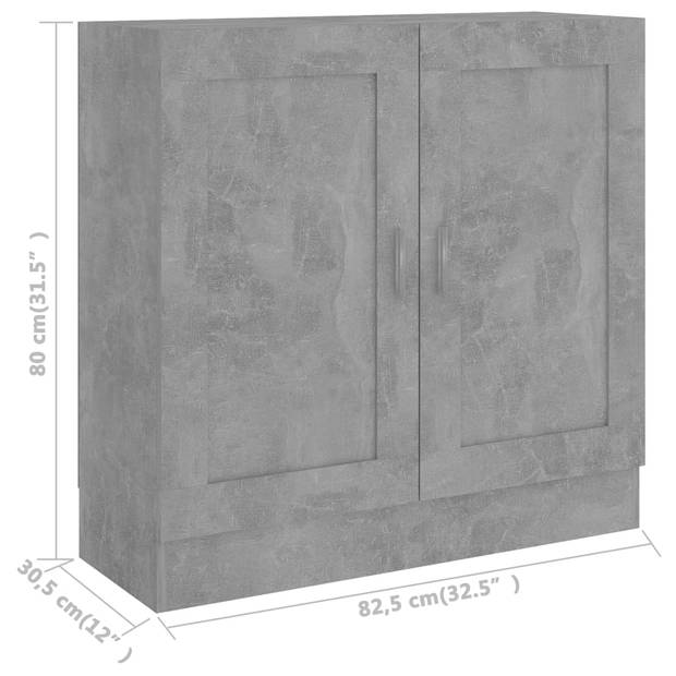 vidaXL Boekenkast 82,5x30,5x80 cm bewerkt hout betongrijs