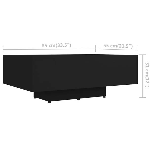 The Living Store Banktafel Modern - Salontafel/Bijzettafel - 85x55x31 cm - Zwart - Spaanplaat