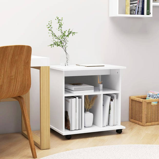 The Living Store verrijdbare kast - 60 x 45 x 60 cm - wit spaanplaat - mobiel en multifunctioneel