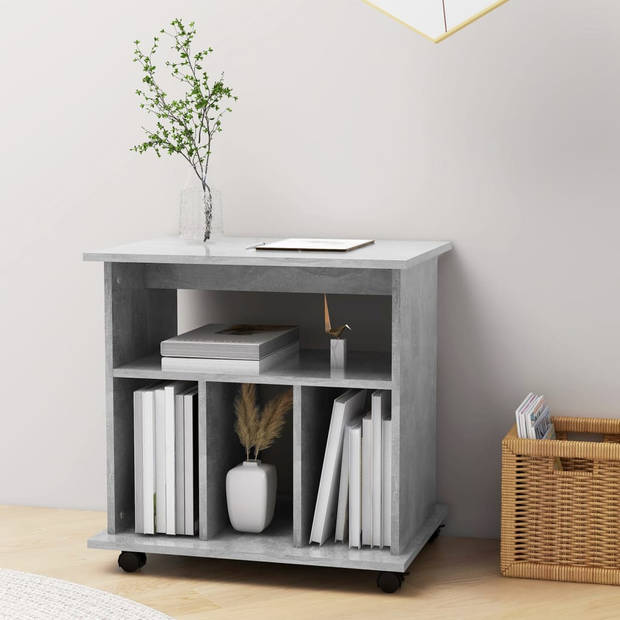 The Living Store Verrijdbare Kast - Printermeubel 60 x 45 x 60 cm - Betongrijs