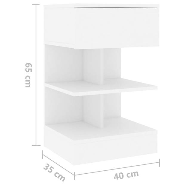 vidaXL Nachtkastje 40x35x65 cm bewerkt hout wit