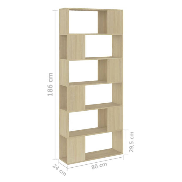 vidaXL Boekenkast/kamerscherm 80x24x186 cm bewerkt hout sonoma eiken