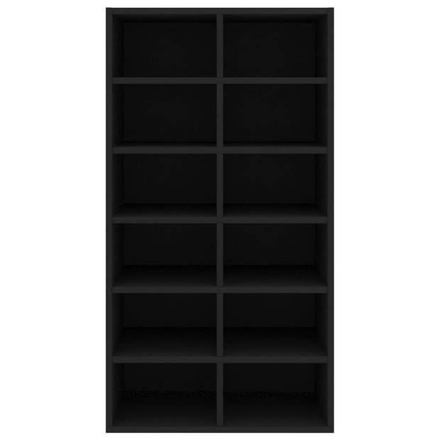 The Living Store Schoenenrek - Bewerkt hout - 54 x 34 x 100.5 cm - Met 12 schappen